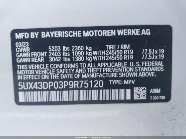 2023 BMW X3 5UX43DP03P9R75120 Photo 8