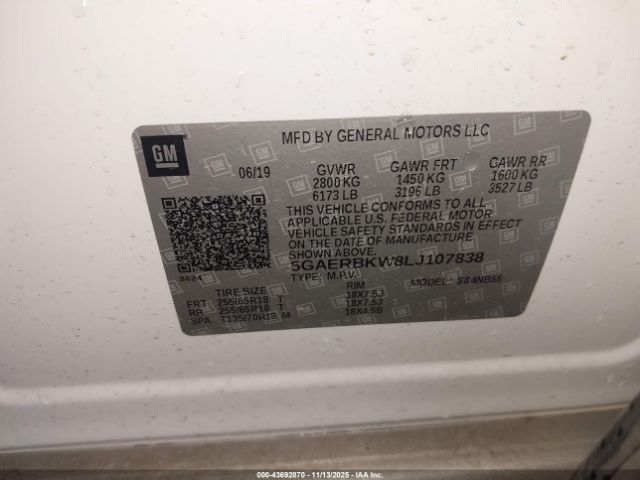 2020 BUICK ENCLAVE 5GAERBKW8LJ107838 Photo 8