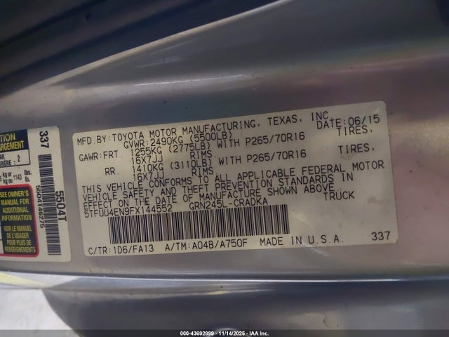 5TFUU4EN9FX144552 Toyota Tacoma Base V6