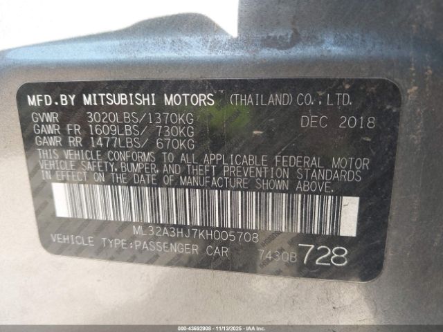 2019 MITSUBISHI MIRAGE ML32A3HJ7KH005708 Photo 8