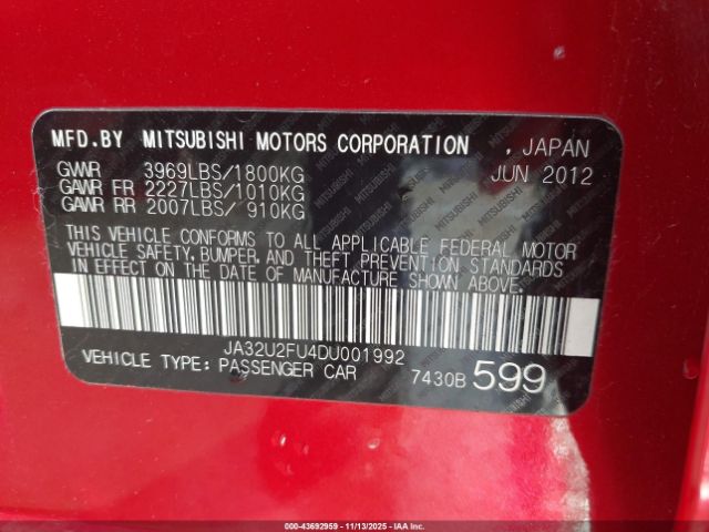 2013 MITSUBISHI LANCER JA32U2FU4DU001992 Photo 8