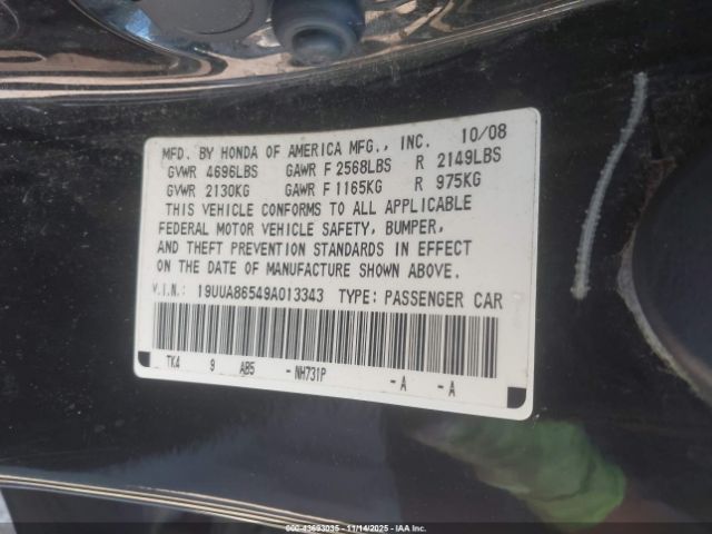 2009 ACURA TL 19UUA86549A013343 Photo 8