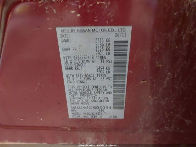 2014 NISSAN PATHFINDER 5N1AR2MN5EC605094 Photo 8