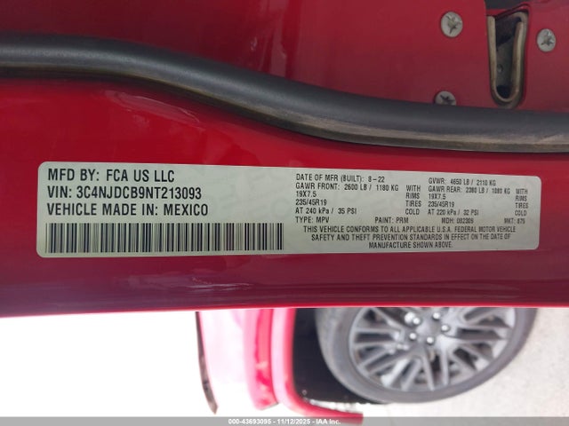 Jeep Compass (red) Edition 4x4 2022 3C4NJDCB9NT213093 Image 9