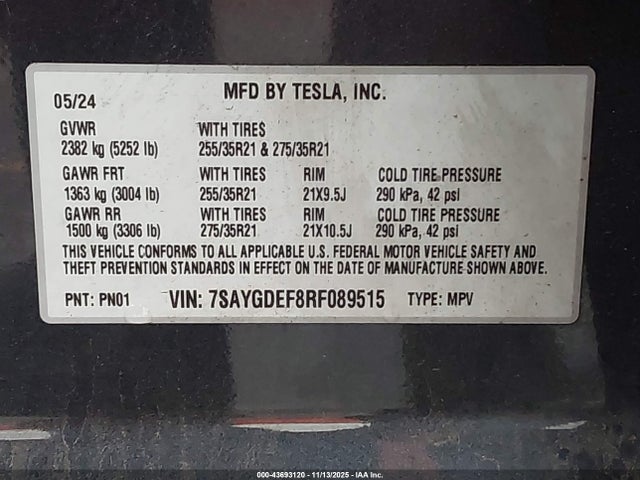 2024 TESLA MODEL Y 7SAYGDEF8RF089515 Photo 8