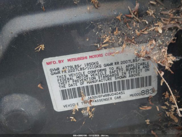 2011 MITSUBISHI LANCER JA32U8FW9BU040451 Photo 8