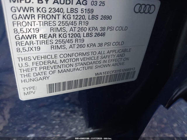 2025 AUDI Q3 WA1EECF37S1068913 Photo 8