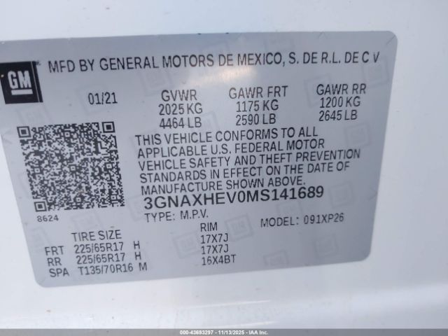 2021 CHEVROLET EQUINOX 3GNAXHEV0MS141689 Photo 8