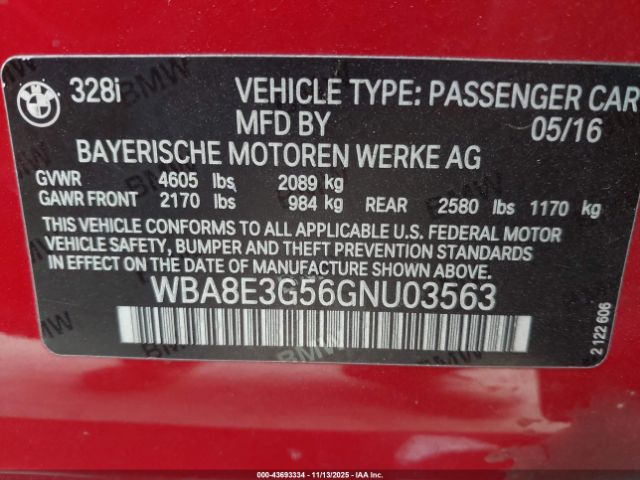 2016 BMW 328I WBA8E3G56GNU03563 Photo 8