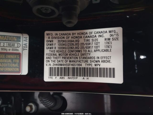 2015 HONDA CR-V 2HKRM4H55FH651994 Photo 8