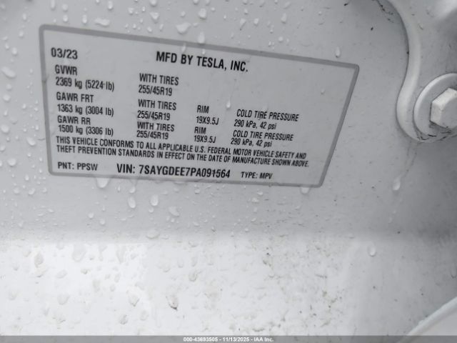 2023 TESLA MODEL Y 7SAYGDEE7PA091564 Photo 8