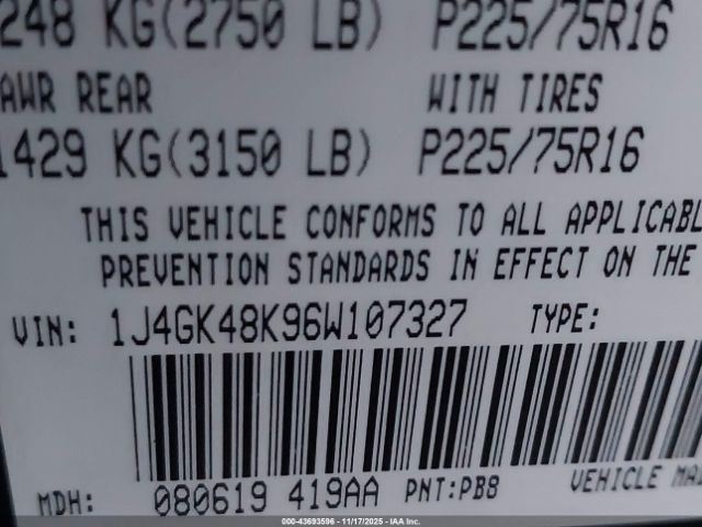 2006 JEEP LIBERTY 1J4GK48K96W107327 Photo 8