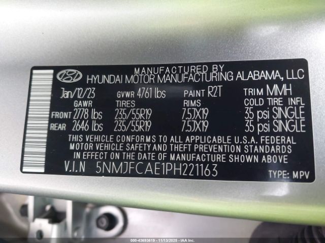 2023 HYUNDAI TUCSON 5NMJFCAE1PH221163 Photo 8