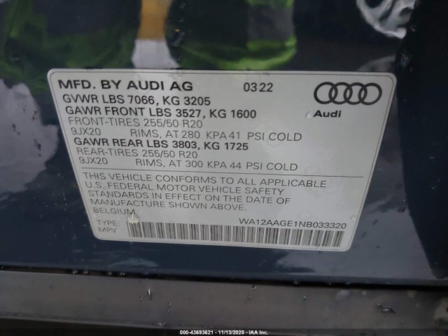 2022 AUDI E-TRON SPORTBACK WA12AAGE1NB033320 Photo 8