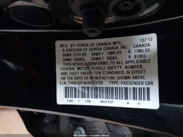 Honda Civic Lx 2018 2HGFC2F54JH523729 Image 9