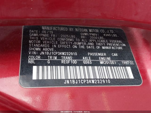2019 NISSAN ROGUE SPORT JN1BJ1CP3KW232910 Photo 8