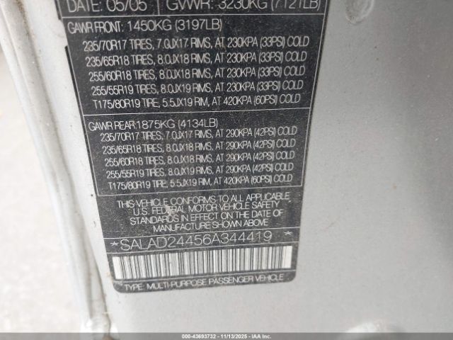 2006 LAND ROVER LR3 SALAD24456A344419 Photo 8