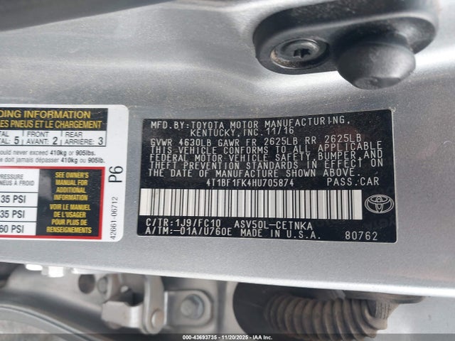 Toyota CAMRY LE 2017 4T1BF1FK4HU705874 Image 9