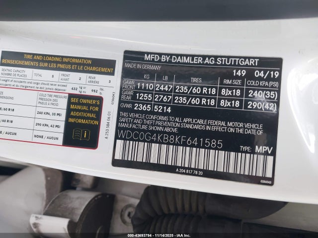 WDC0G4KB8KF641585 Mercedes-Benz Glc 300 4matic