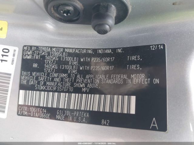 2015 TOYOTA SIENNA 5TDKK3DC9FS570710 Photo 8