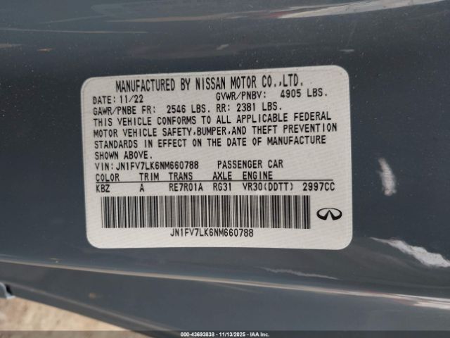 2022 INFINITI Q60 JN1FV7LK6NM660788 Photo 8