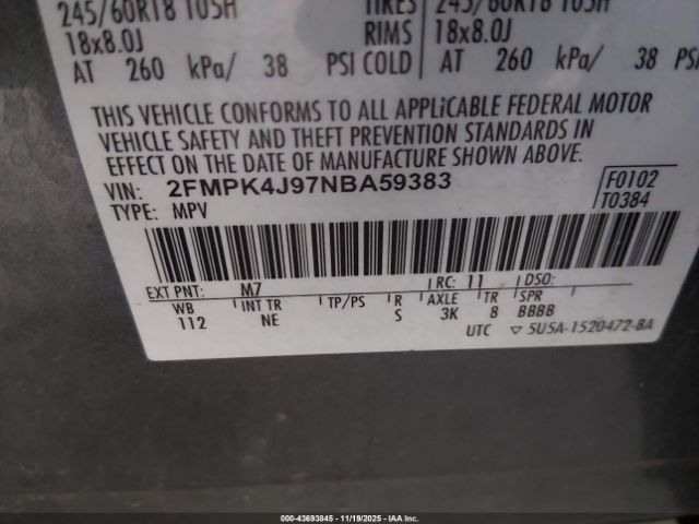 2022 FORD EDGE 2FMPK4J97NBA59383 Photo 8