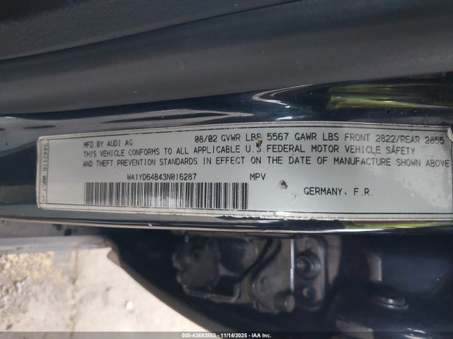 2003 AUDI ALLROAD WA1YD64B43N016287 Photo 8