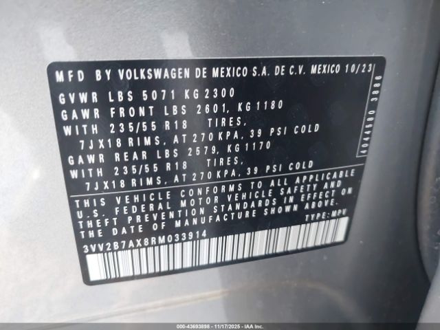 2024 VOLKSWAGEN TIGUAN 3VV2B7AX8RM033914 Photo 8