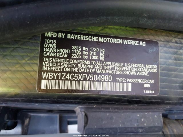 2015 BMW I3 WBY1Z4C5XFV504980 Photo 8