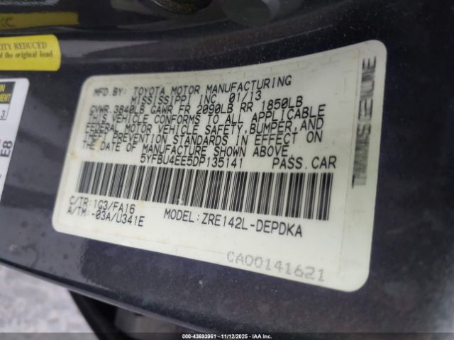 2013 TOYOTA COROLLA 5YFBU4EE5DP135141 Photo 8