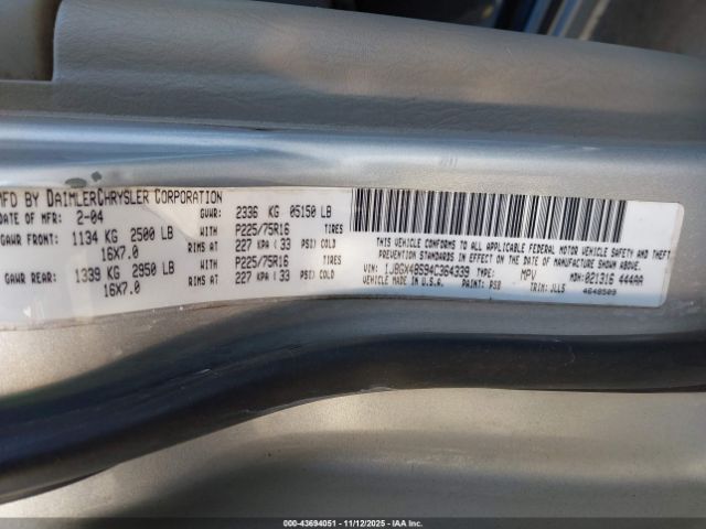 2004 JEEP GRAND CHEROKEE 1J8GX48S94C364339 Photo 8