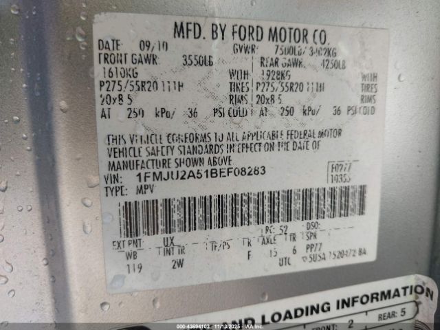 2011 FORD EXPEDITION 1FMJU2A51BEF08283 Photo 8