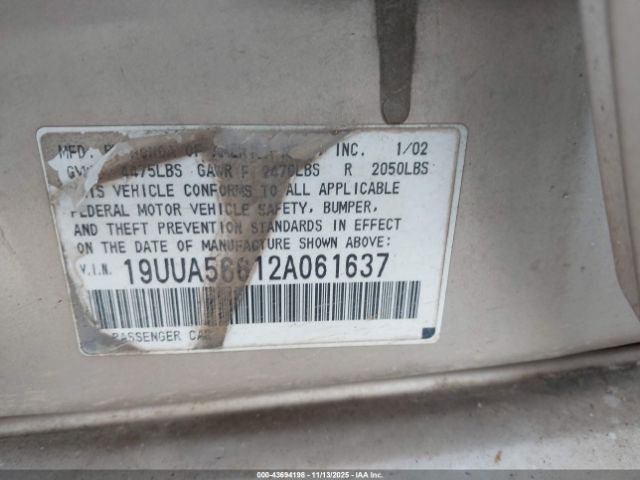 2002 ACURA TL 19UUA56612A061637 Photo 8