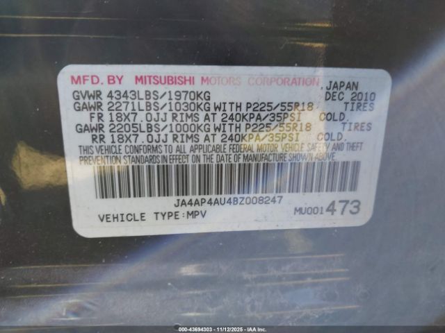 2011 MITSUBISHI OUTLANDER SPORT JA4AP4AU4BZ008247 Photo 8