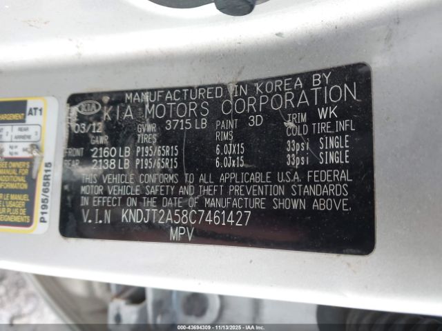 2012 KIA SOUL KNDJT2A58C7461427 Photo 8