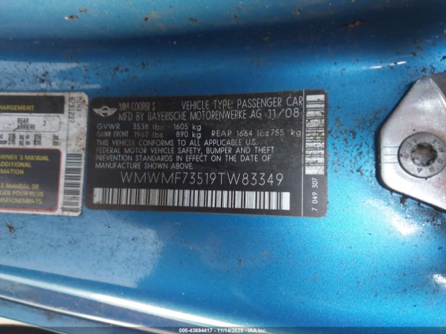 2009 MINI COOPER S WMWMF73519TW83349 Photo 8