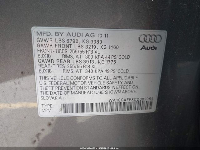 2012 AUDI Q7 WA1CGAFE8CD003964 Photo 8