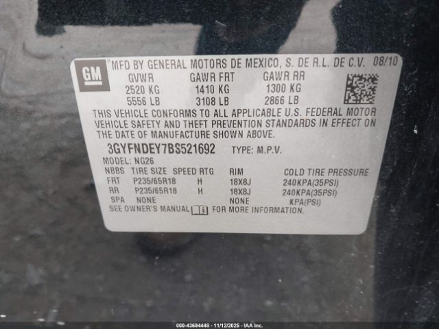 2011 CADILLAC SRX 3GYFNDEY7BS521692 Photo 8