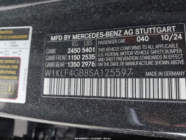 2025 MERCEDES-BENZ E 350 W1KLF4GB8SA125597 Photo 8