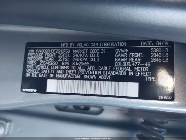 2015 VOLVO XC60 YV4902RH3F2618760 Photo 8
