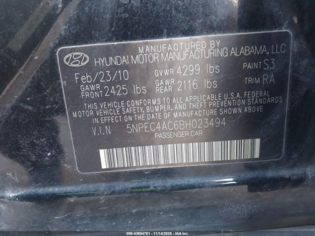 2011 HYUNDAI SONATA 5NPEC4AC6BH023494 Photo 8