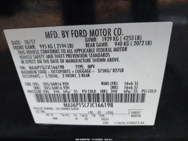 2018 FORD ECOSPORT MAJ6P1SL7JC166198 Photo 8