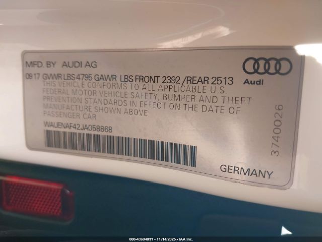 2018 AUDI A4 WAUENAF42JA058868 Photo 8