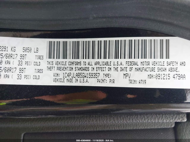 1C4PJLAB5GW159357 Jeep Cherokee Sport