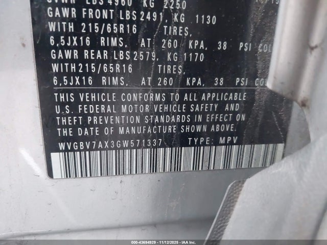 2016 VOLKSWAGEN TIGUAN WVGBV7AX3GW571337 Photo 8
