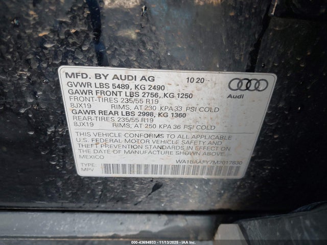 2021 AUDI Q5 WA1BAAFY7M2017830 Photo 8