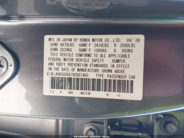 2009 ACURA TSX JH4CU26679C007465 Photo 8