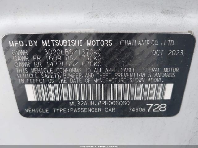 2024 MITSUBISHI MIRAGE ML32AUHJ8RH006060 Photo 8