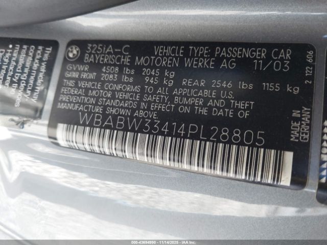2004 BMW 325CI WBABW33414PL28805 Photo 8