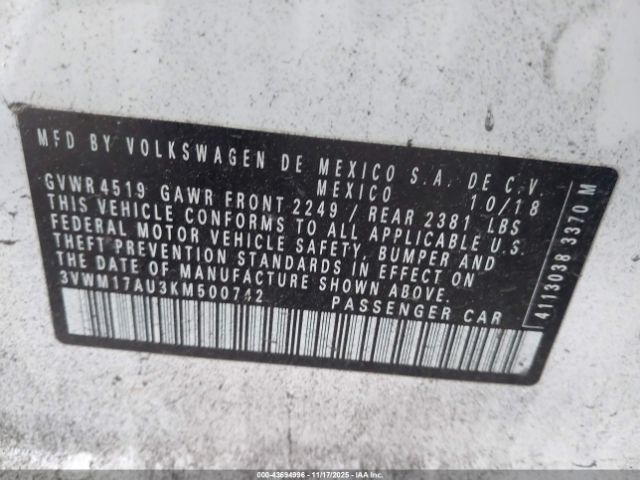 2019 VOLKSWAGEN GOLF ALLTRACK 3VWM17AU3KM500742 Photo 8